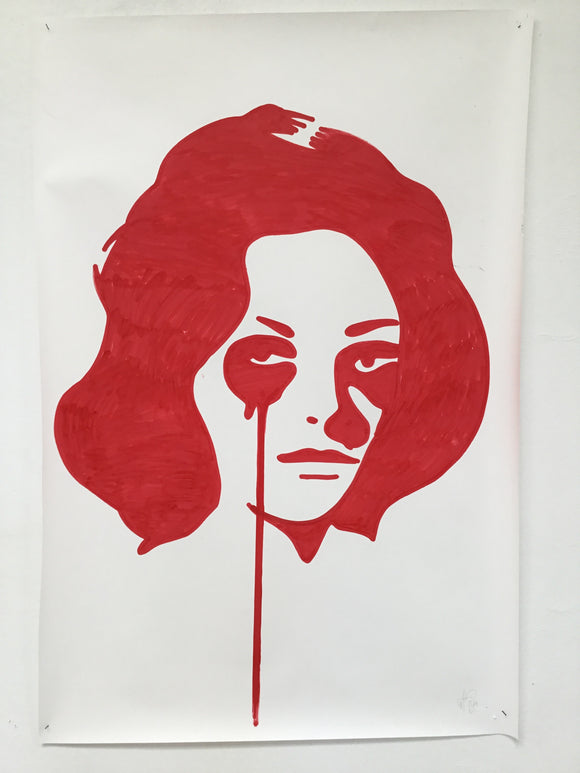 Red Liz - Swedish Show KRINK drawing on paper