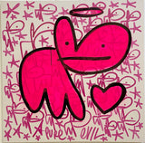 Bunny tag canvas fluoro pink - There’s only one drip